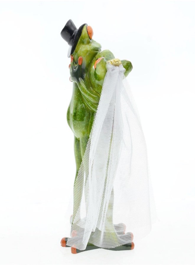 Queemie Romantic Wedding Dress Lovers Frogs Resin Sculpture Statue, Creative Get Married Couple Froggy Mascot Crafts Collectible Figurines for Home Office Decoration Gifts - Image 5